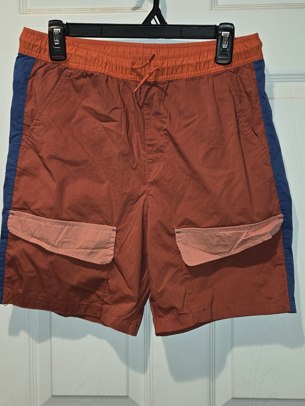 wonder nation Rust & Blue Colorblock Cargo Swim Trunks